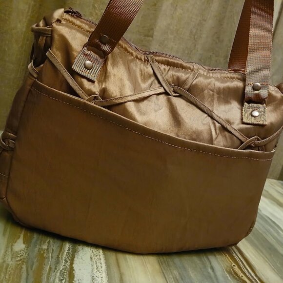 New Shiny Lux Modern Cage Shoulder Bag Purse Brassy Copper Tote Carryall Fashion - Picture 6 of 7